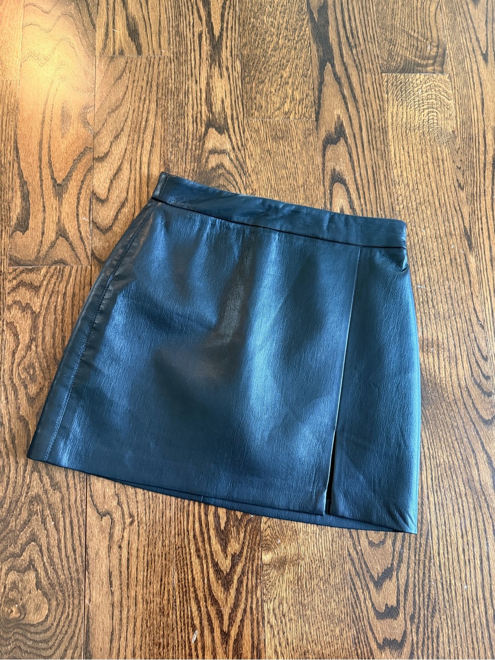 Aritzia Black Faux Leather Mini Skirt with Side Slit